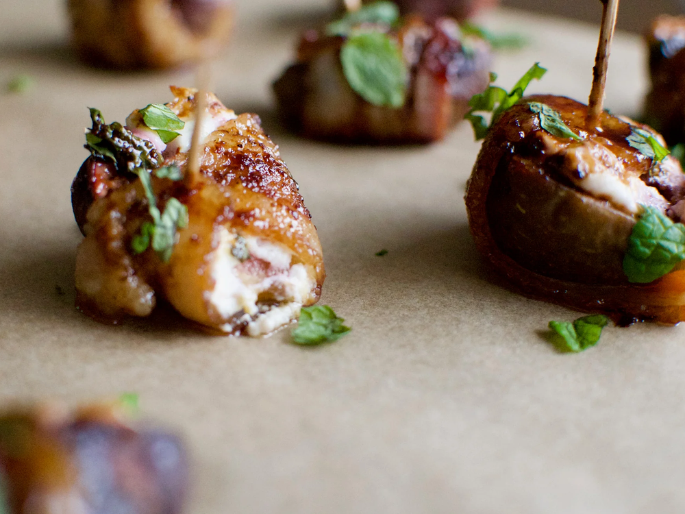 Bacon Wrapped Figs with Worcestershire Sauce Glaze