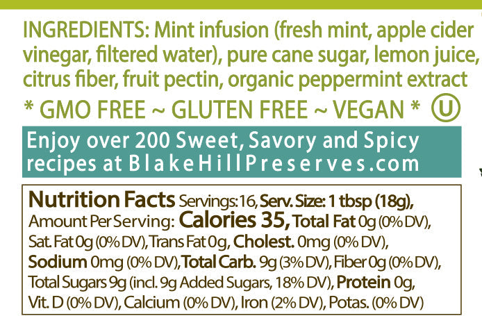 Fresh Mint Jelly 11.5oz nutrition facts