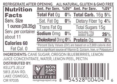 Kelly's Blueberry Lemon Fruit Spread 11 oz (340.02g)