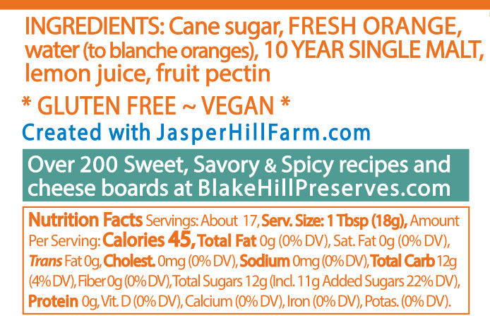 Orange with 10yr Single Malt nutrition facts