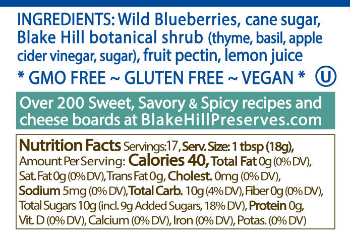 Wild Blueberry with Thyme nutrition facts
